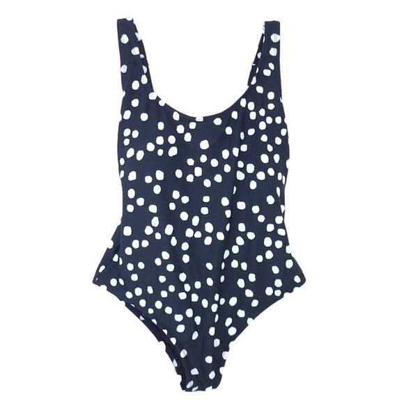 Kona Sol Black White Polkadot One Piece Bathing Suit Medium Swimsuit - Picture 1 of 5